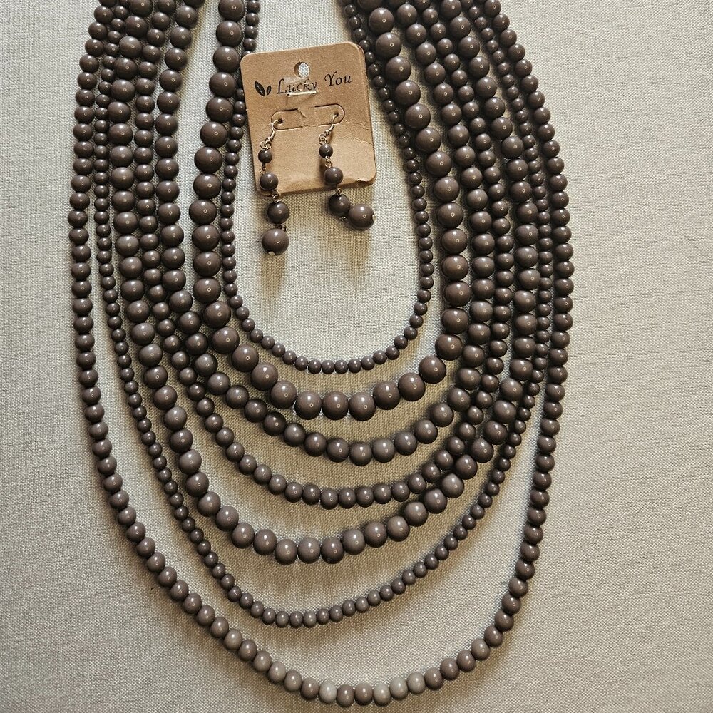.NWT - Long, Multilayer Beaded Necklace and Earring Set from Betsey's Boutique